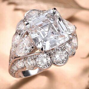 🌸Princess Cut Zircon Square Silver Plated Fashion Ring for Women/Girl, L002